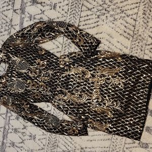 Long sleeve black and gold dress